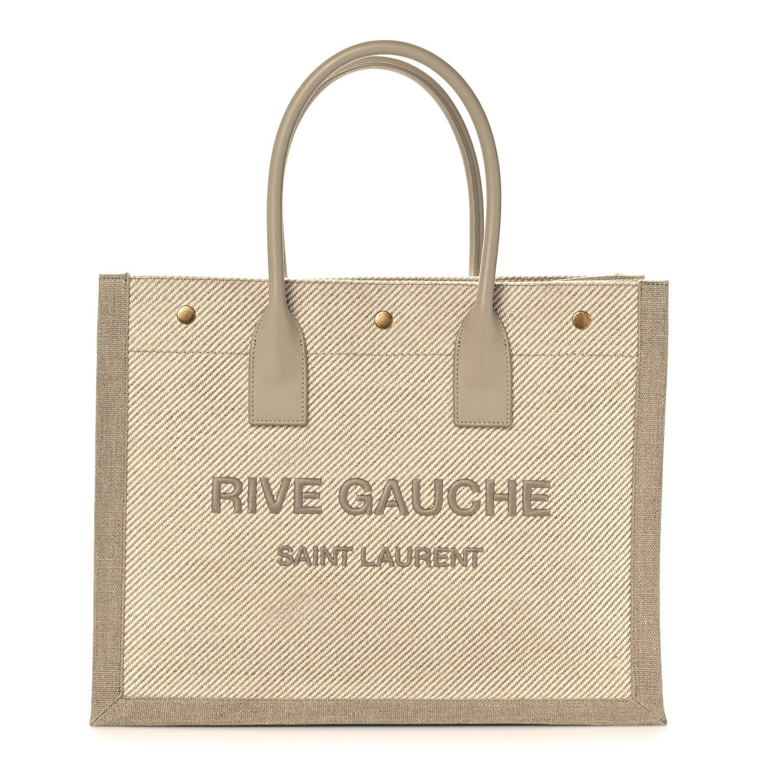 Saint Laurent Linen Calfskin Small Rive Gauche Tote Beige Sea Salt 1 of 12