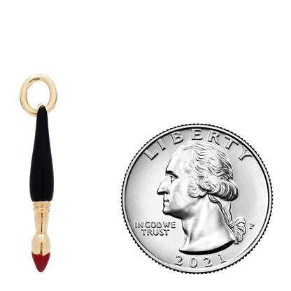 Tiffany 18K Yellow Gold Enamel Paintbrush Charm Black Red 2 of 3