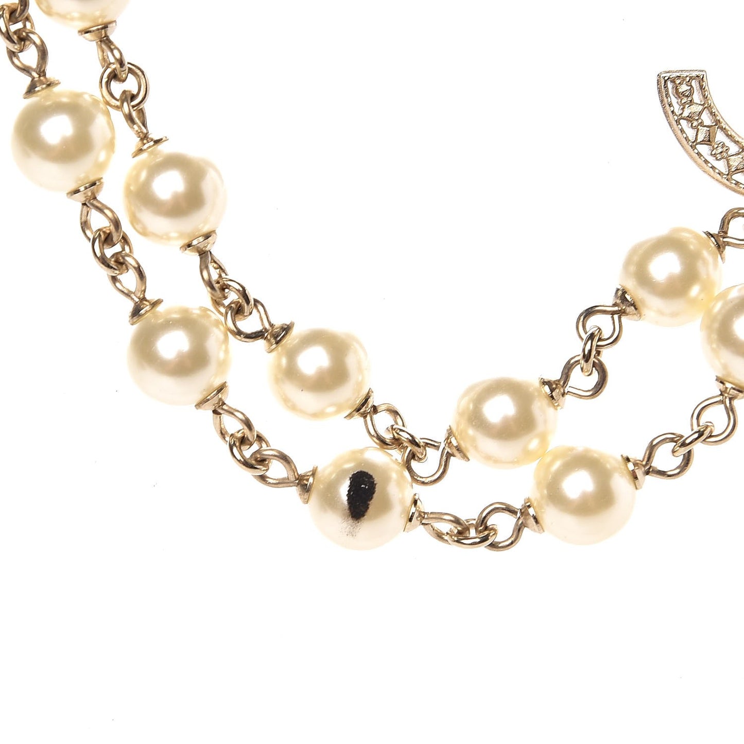 Pearl CC Long Necklace Gold