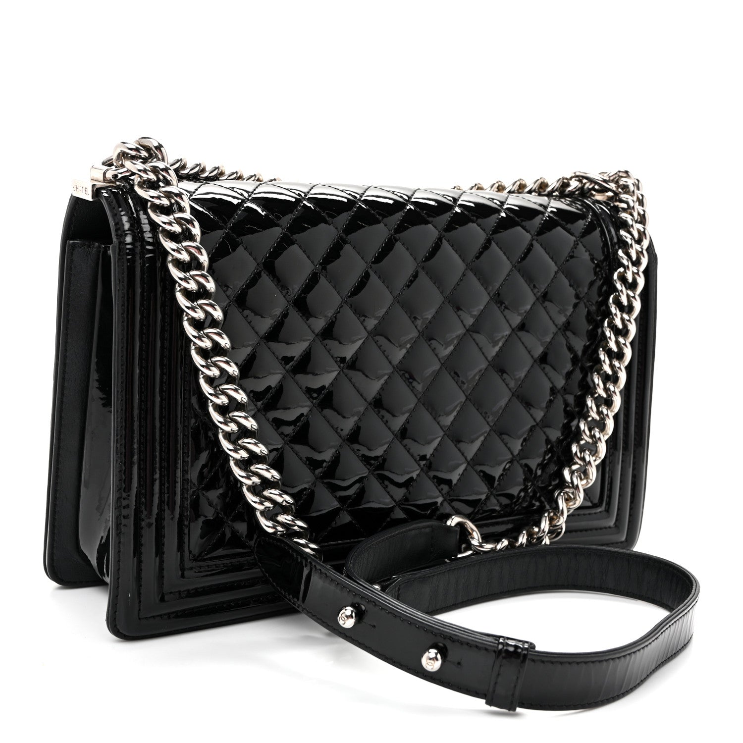 Chanel Patent Calfskin Quilted New Medium Plexiglass Boy Flap Black 3 of 11