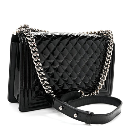 Chanel Patent Calfskin Quilted New Medium Plexiglass Boy Flap Black 3 of 11