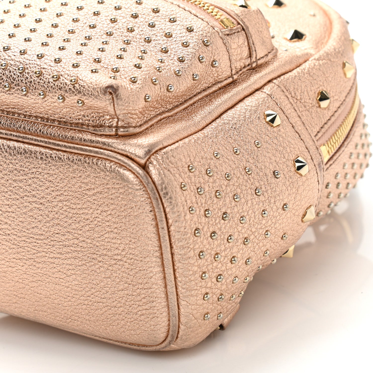 MCM Metallic Calfskin Stud X-Mini Stark Bebe Boo Backpack Champagne Gold 11 of 12