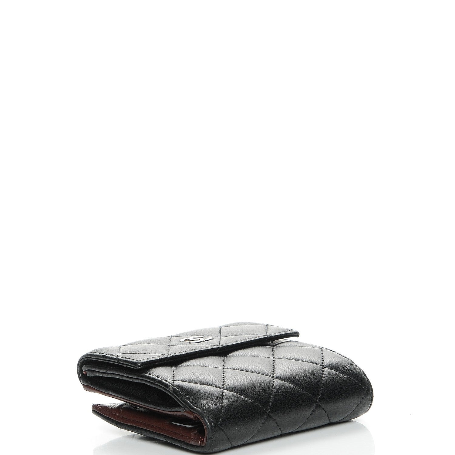 Chanel Lambskin Quilted Compact French Flap Wallet Black 4 of 13