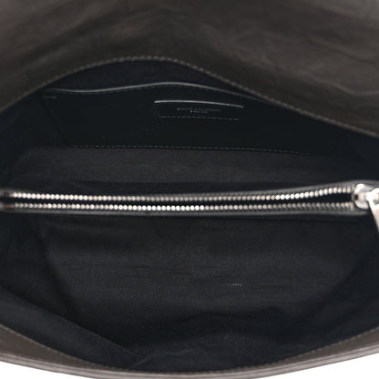 Saint Laurent Calfskin Crocodile Embossed Medium West Hollywood Monogram Fold-Over Earth 5 of 10