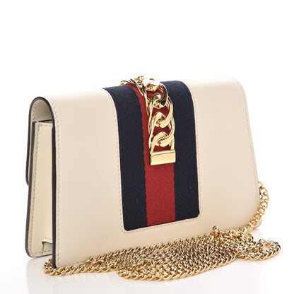 Gucci Calfskin Super Mini Sylvie Chain Shoulder Bag White 3 of 10