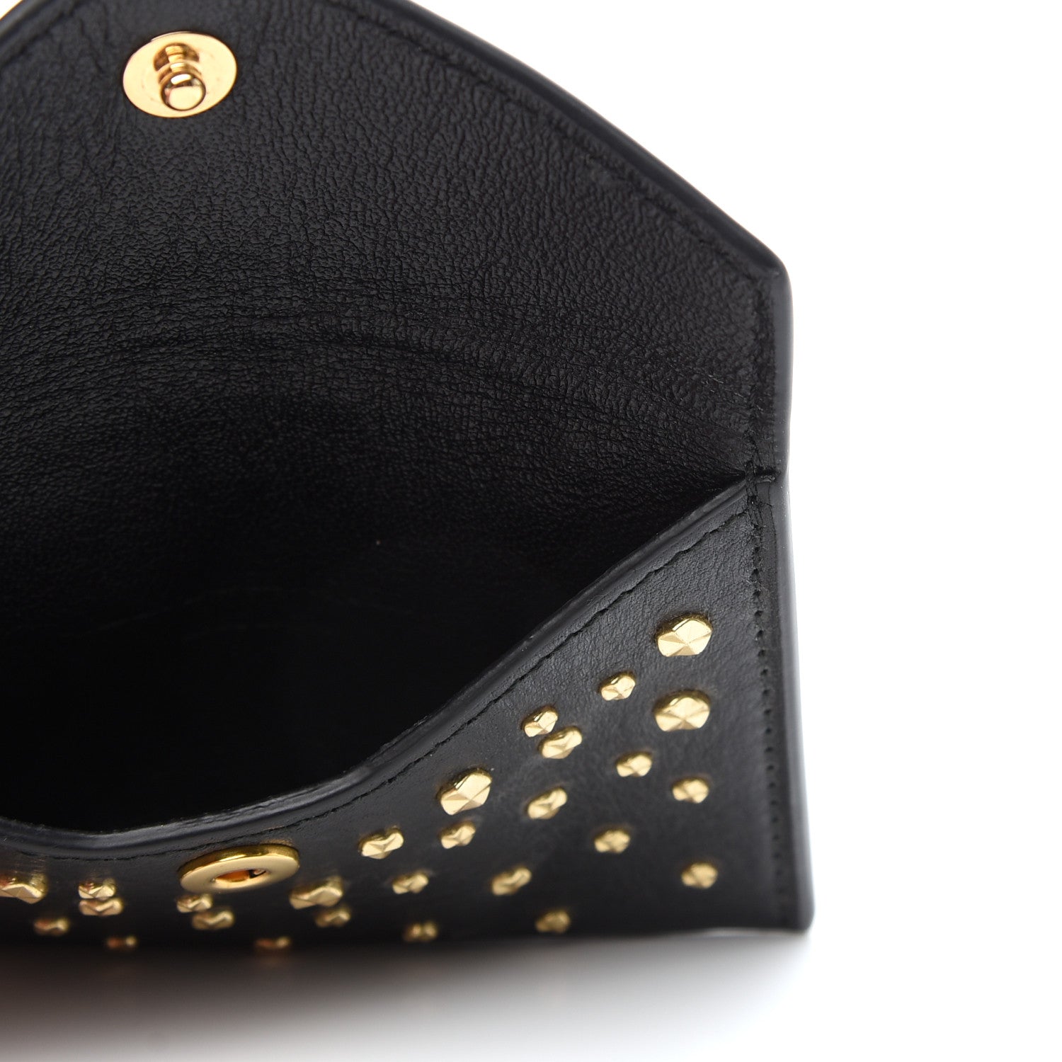 Alexander McQueen Calfskin Studded Skull Envelope Card Holder Black 5 of 6