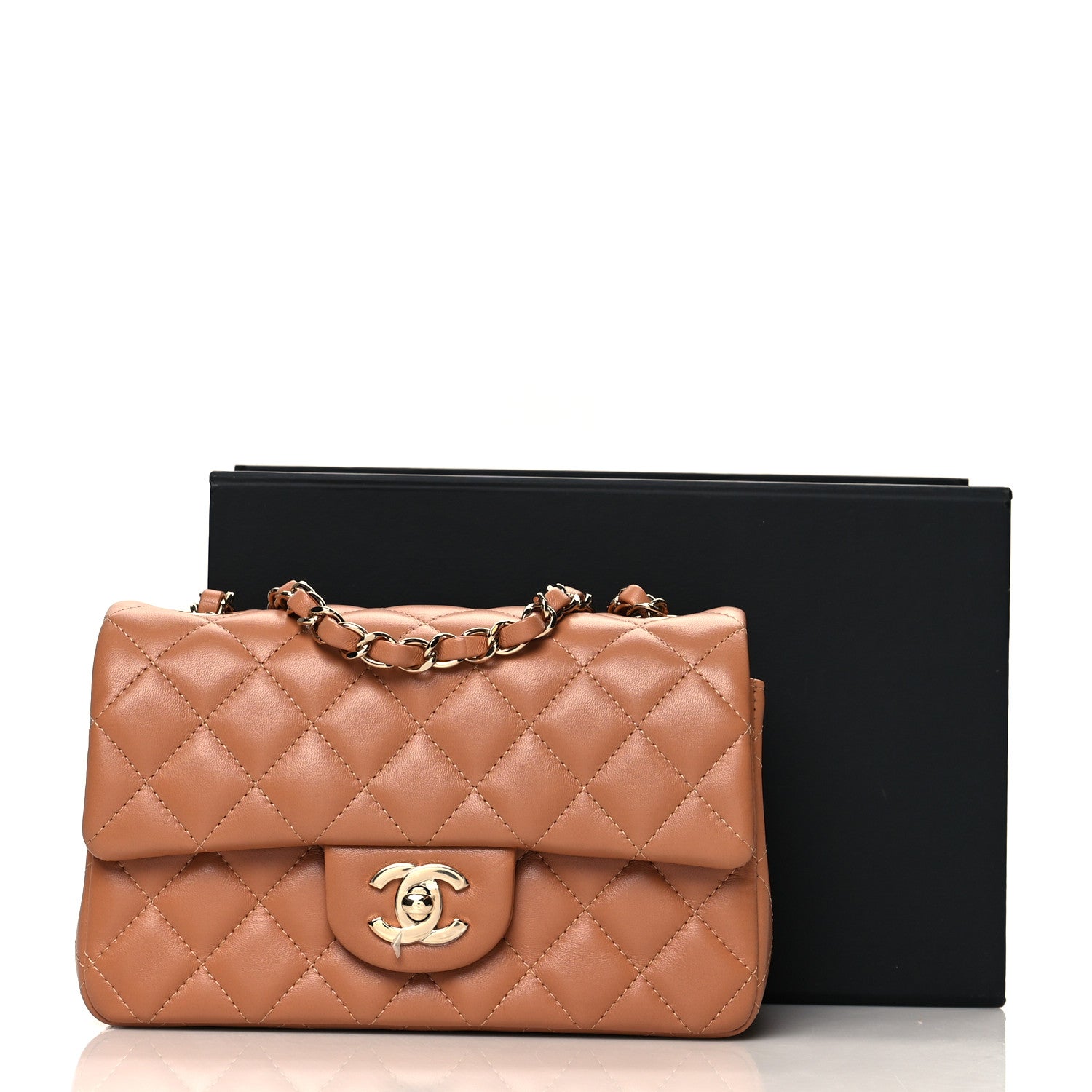 Chanel Lambskin Quilted Mini Rectangular Flap Brown 10 of 10