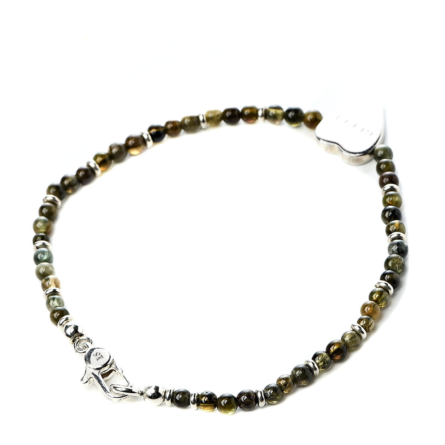 Sterling Silver Green Tourmaline Bead Heart Bracelet