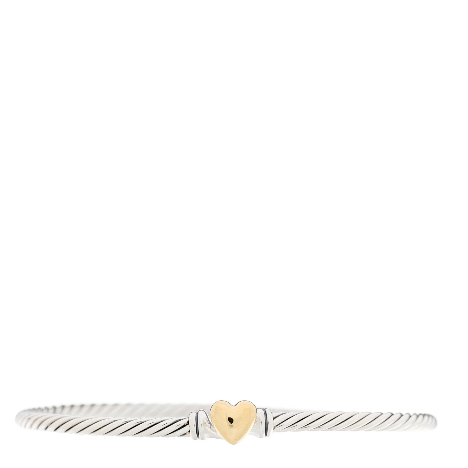 David Yurman Sterling Silver 18K Yellow Gold 3mm Cable Collectibles Heart Bracelet 1 of 3