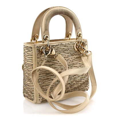Christian Dior Satin Beaded Mini Lady Dior Gold 3 of 18
