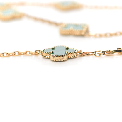 Van Cleef & Arpels 18K Yellow Gold Malachite 20 Motifs Vintage Alhambra Necklace 6 of 8