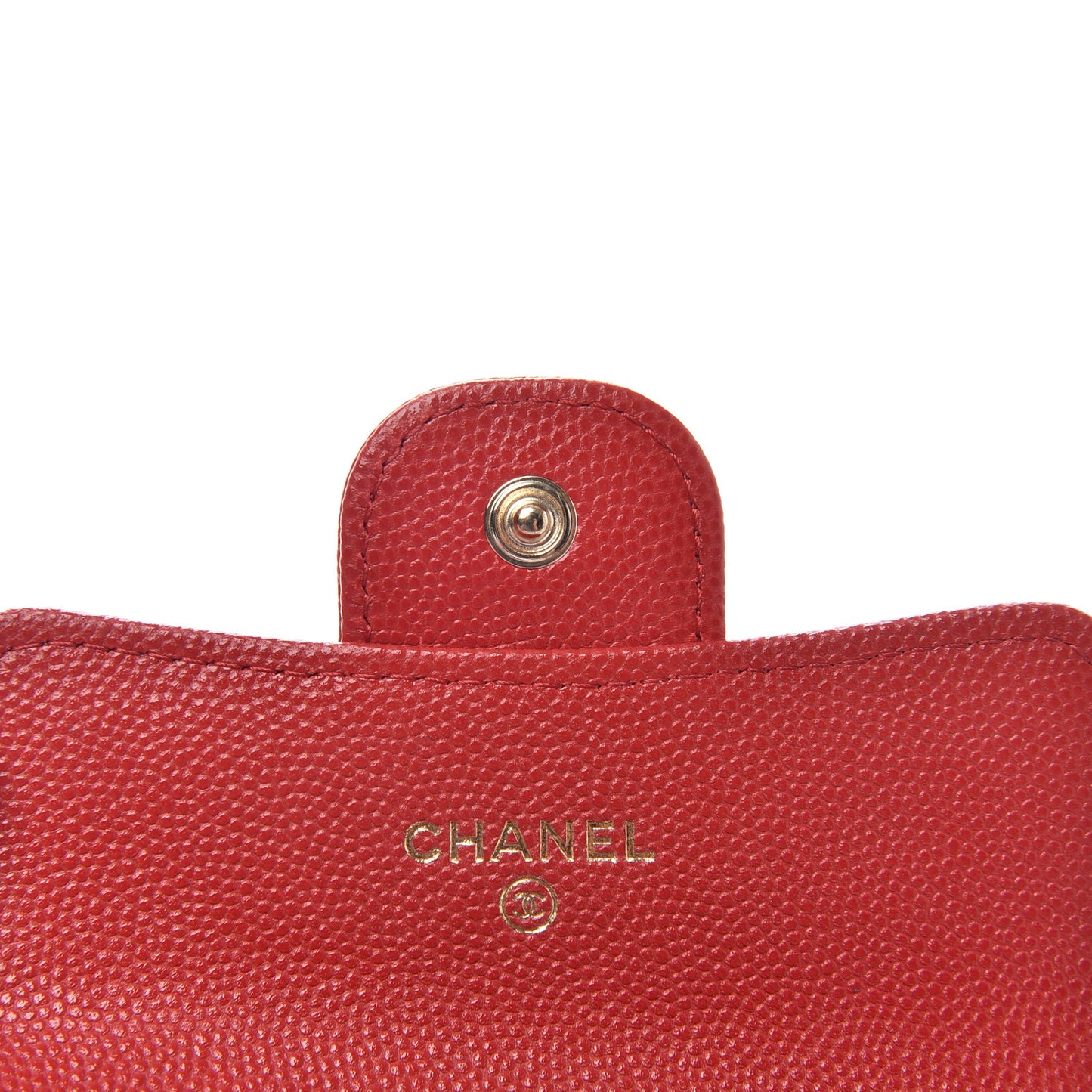 Caviar Quilted Flap Card Holder Wallet Red