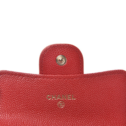 Chanel Caviar Quilted Flap Card Holder Wallet Red 6 of 10