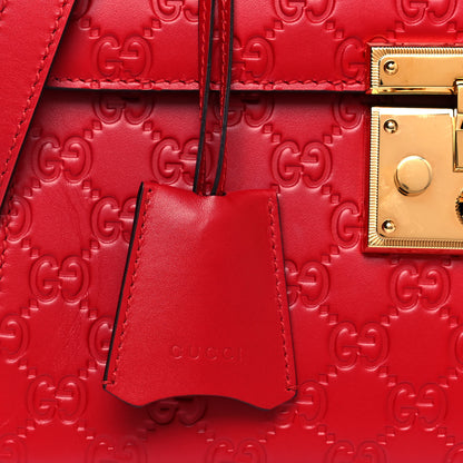 Gucci Guccissima Signature Small Padlock Top Handle Bag Hibiscus Red 8 of 11