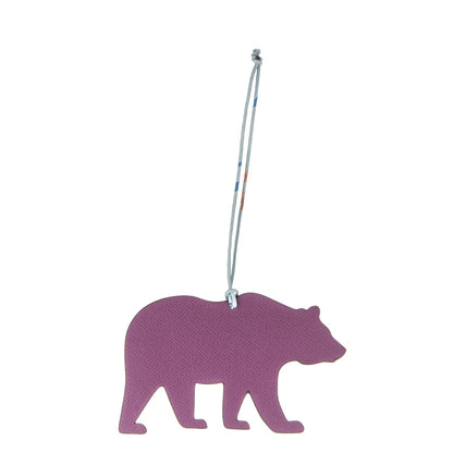 Hermes Togo Epsom Petit H Bear Bag Charm GM Gris Mouette Cyclamen 1 of 3
