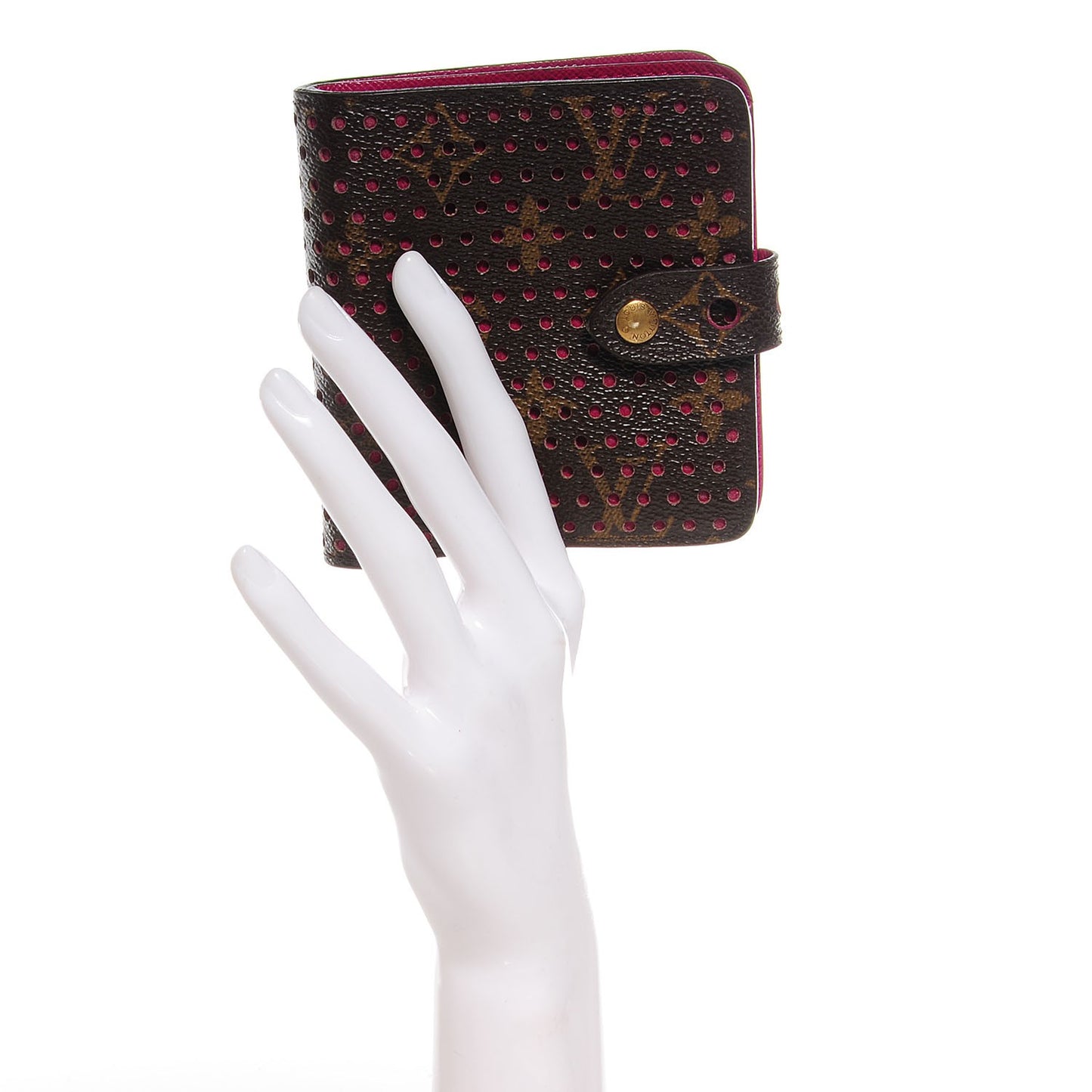 Monogram Perforated Compact Zipped Wallet Fuchsia