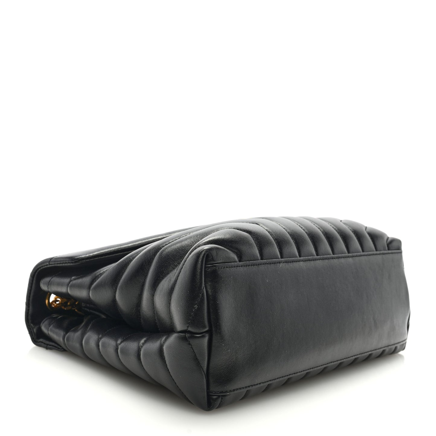 Calfskin Y Quilted Monogram Medium Loulou Chain Satchel Black