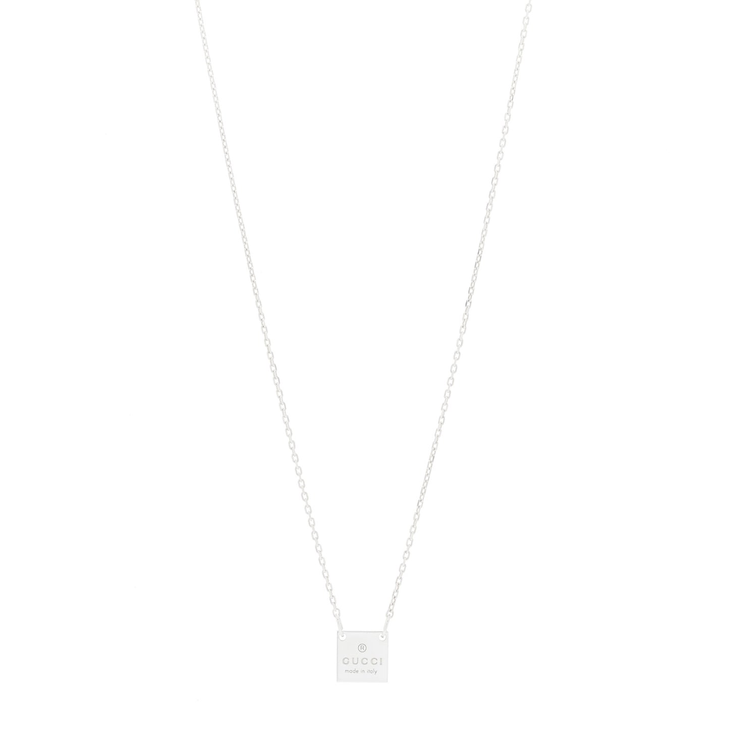 Sterling Silver Logo Square Tag Necklace