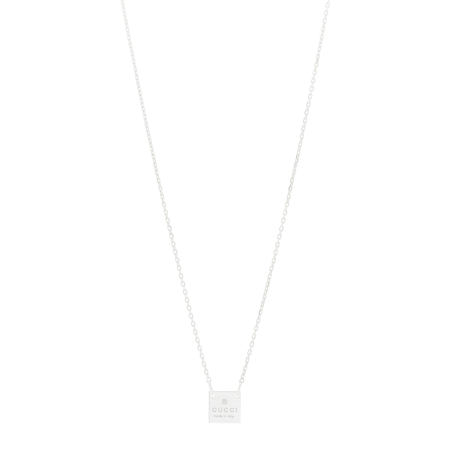 Gucci Sterling Silver Logo Square Tag Necklace 1 of 4