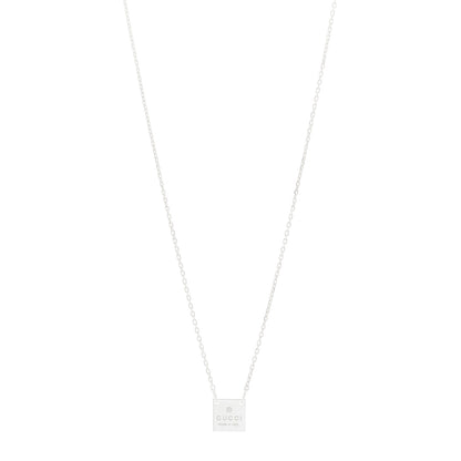 Gucci Sterling Silver Logo Square Tag Necklace 1 of 4