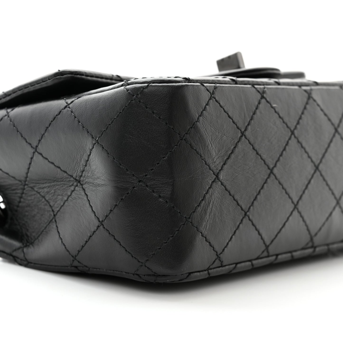 Aged Calfskin Quilted 2.55 Reissue Mini Flap So Black