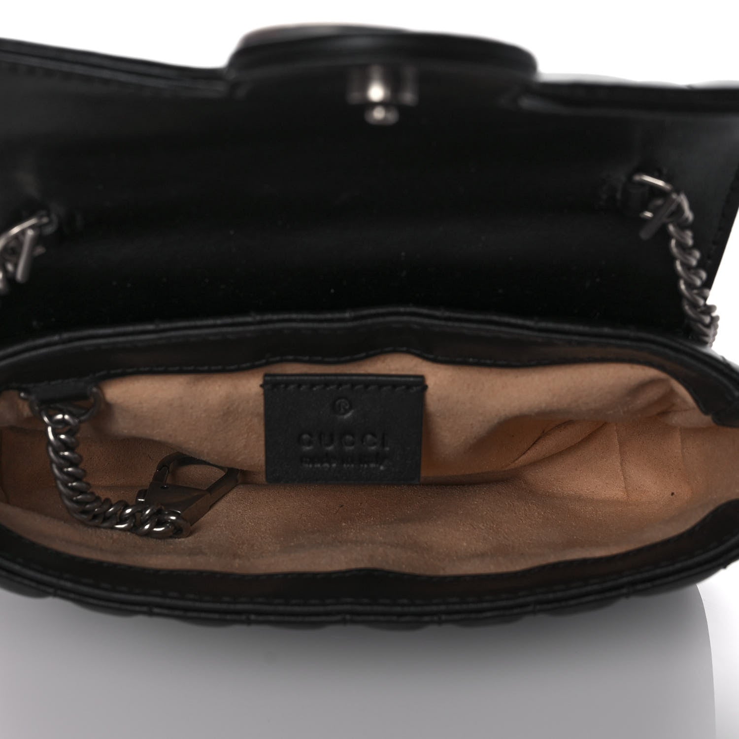 Gucci Calfskin Matelasse Aria Super Mini GG Marmont Shoulder Bag Black 4 of 10