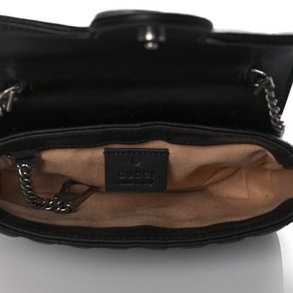Gucci Calfskin Matelasse Aria Super Mini GG Marmont Shoulder Bag Black 4 of 10