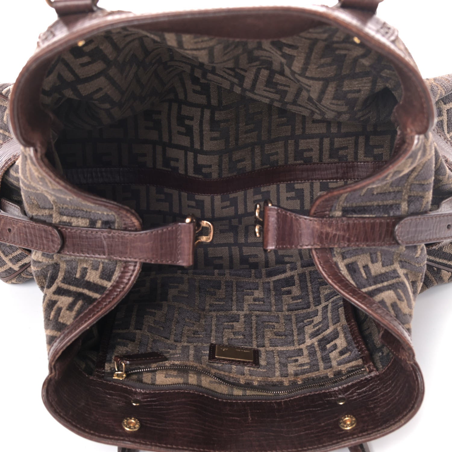 Fendi Velvet Zucca Vitello Large Bag De Jour Fango 4 of 5