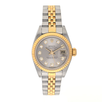 Rolex Stainless Steel 18K Yellow Gold Diamond 26mm Oyster Perpetual Datejust Watch Silver 69173 1 of 4