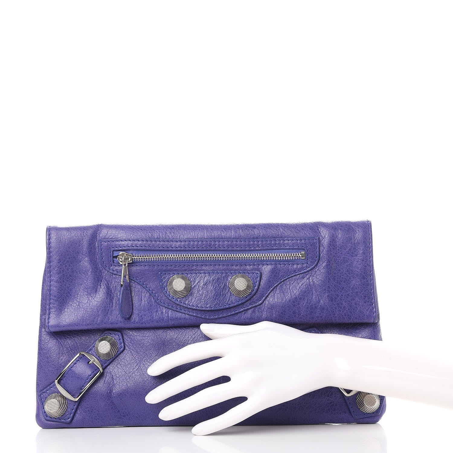 Balenciaga Agneau Giant 21 Silver Hardware Envelope Clutch Bag Bleu Lavande 2 of 9