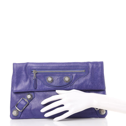 Balenciaga Agneau Giant 21 Silver Hardware Envelope Clutch Bag Bleu Lavande 2 of 9