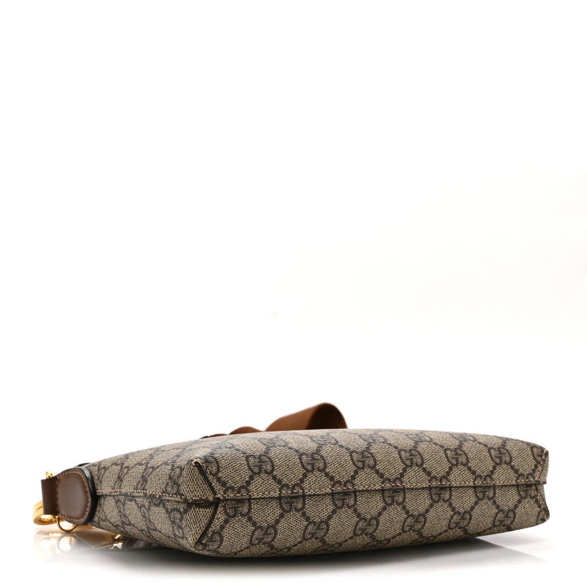 GG Supreme Monogram Azalea Calfskin Small Retro Interlocking G Wristlet Messenger Bag Beige Ebony Brown Sugar
