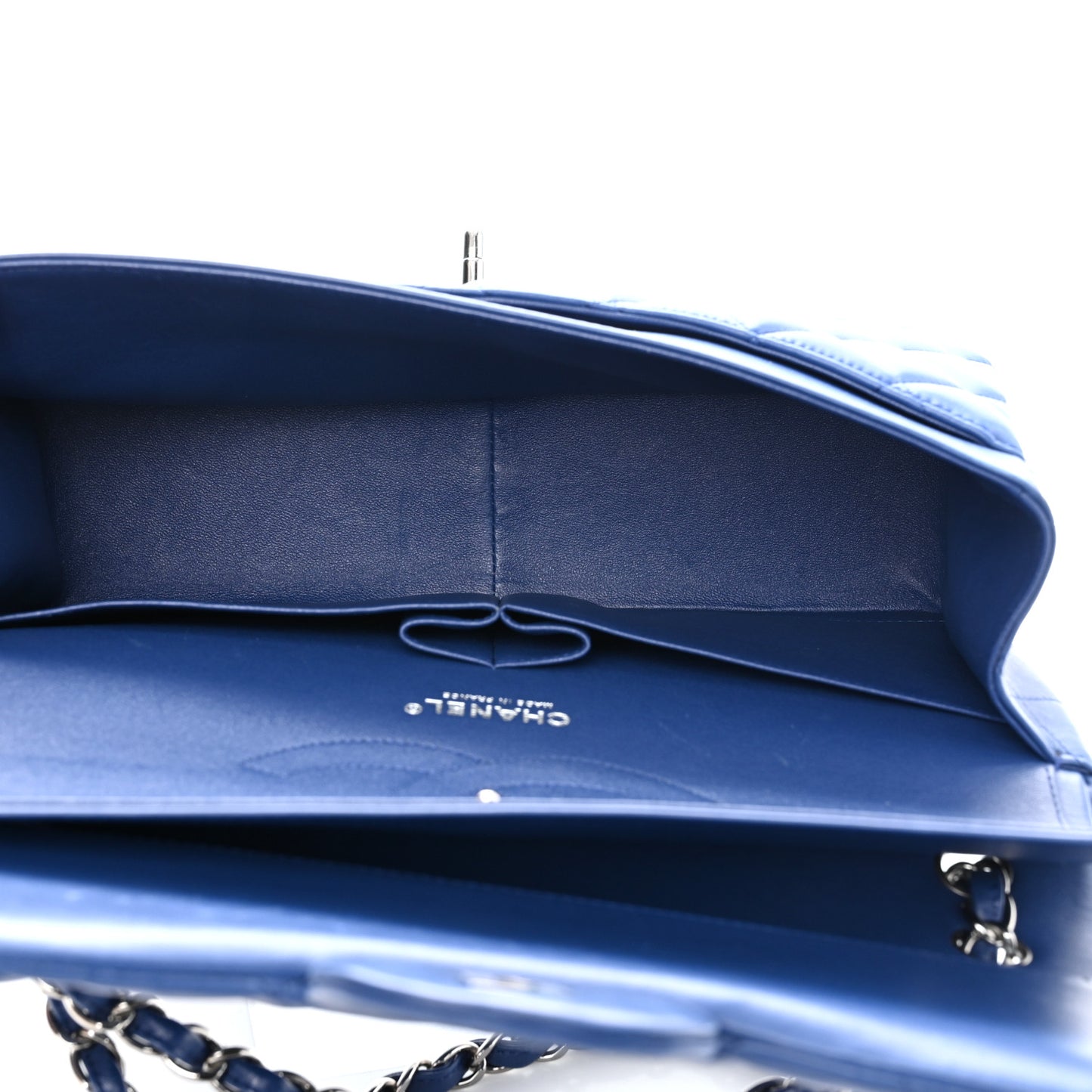 Lambskin Quilted Jumbo Double Flap Blue