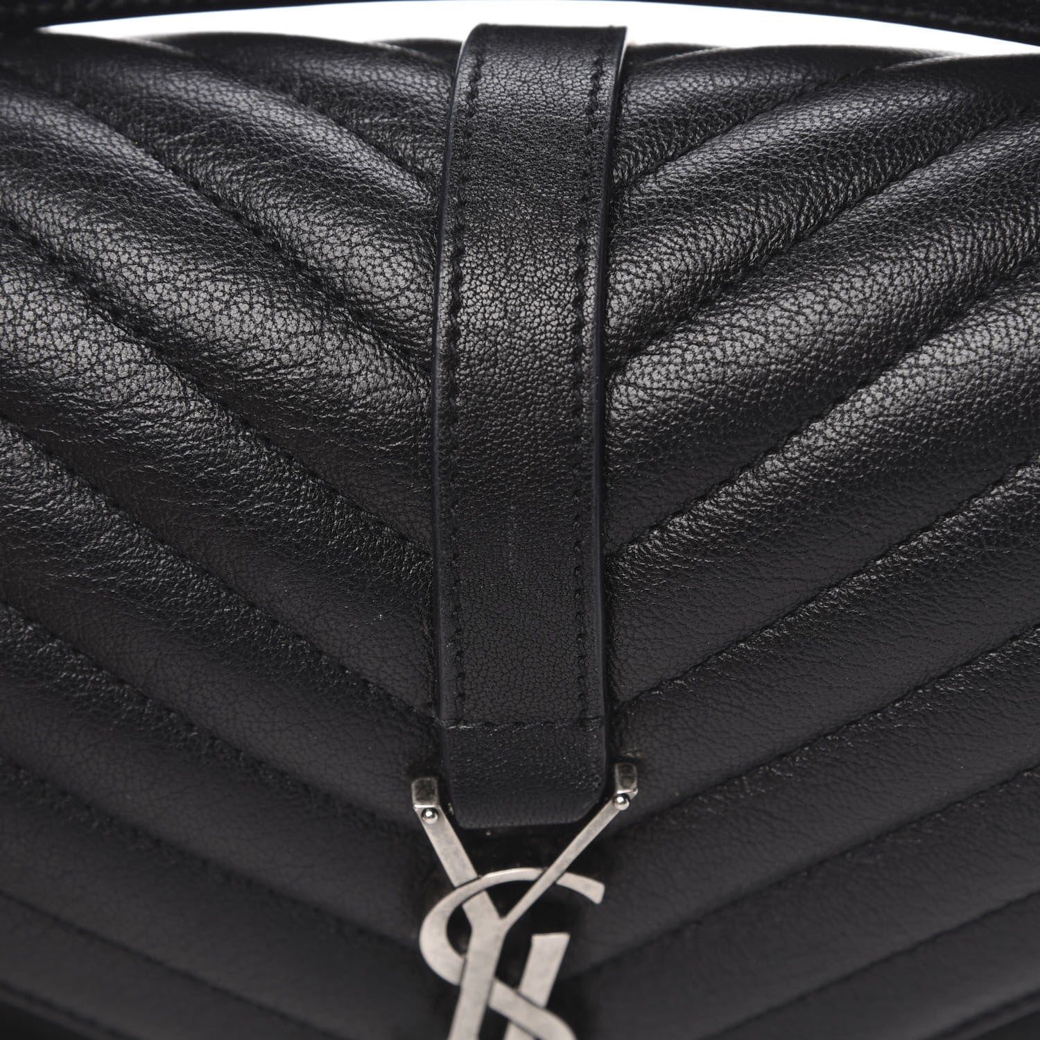 Saint Laurent Sheepskin Matelasse Chevron Monogram Medium College Bag Black 10 of 11