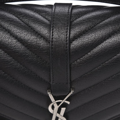 Saint Laurent Sheepskin Matelasse Chevron Monogram Medium College Bag Black 10 of 11