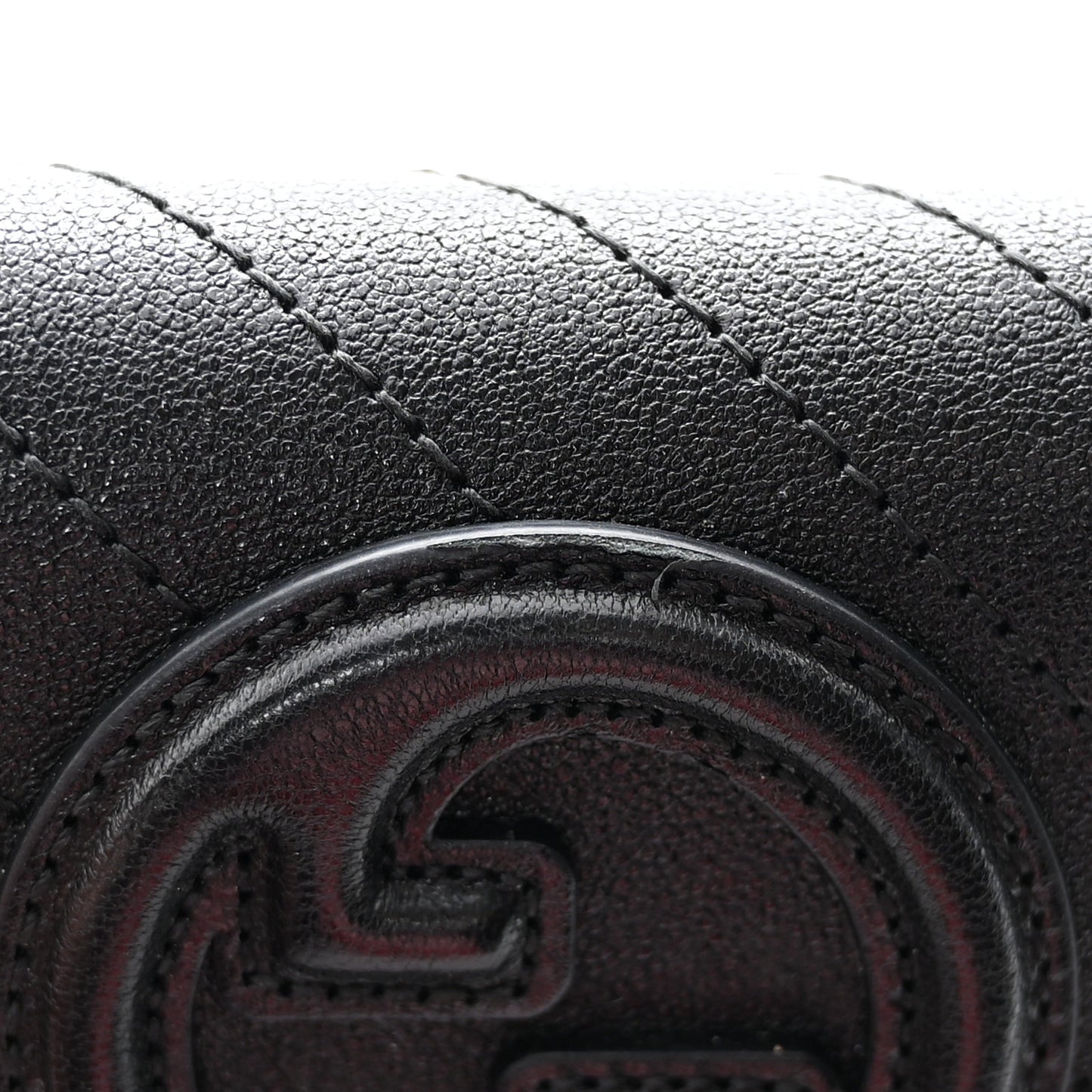 Sakai Be Green Calfskin Diagonal Stitched Blondie Card Case Wallet Black