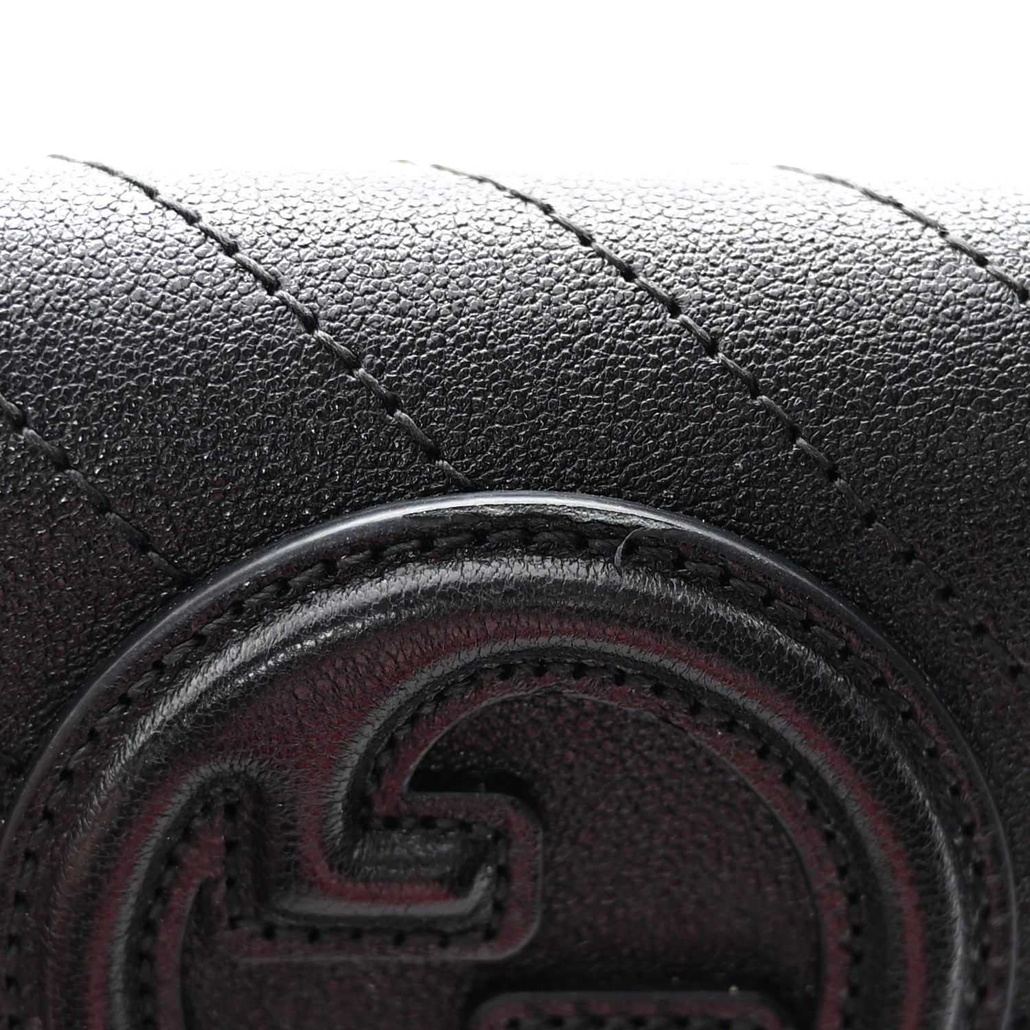 Gucci Sakai Be Green Calfskin Diagonal Stitched Blondie Card Case Wallet Black 8 of 10