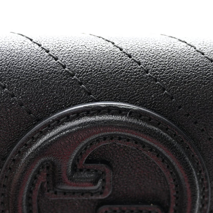 Gucci Sakai Be Green Calfskin Diagonal Stitched Blondie Card Case Wallet Black 8 of 10