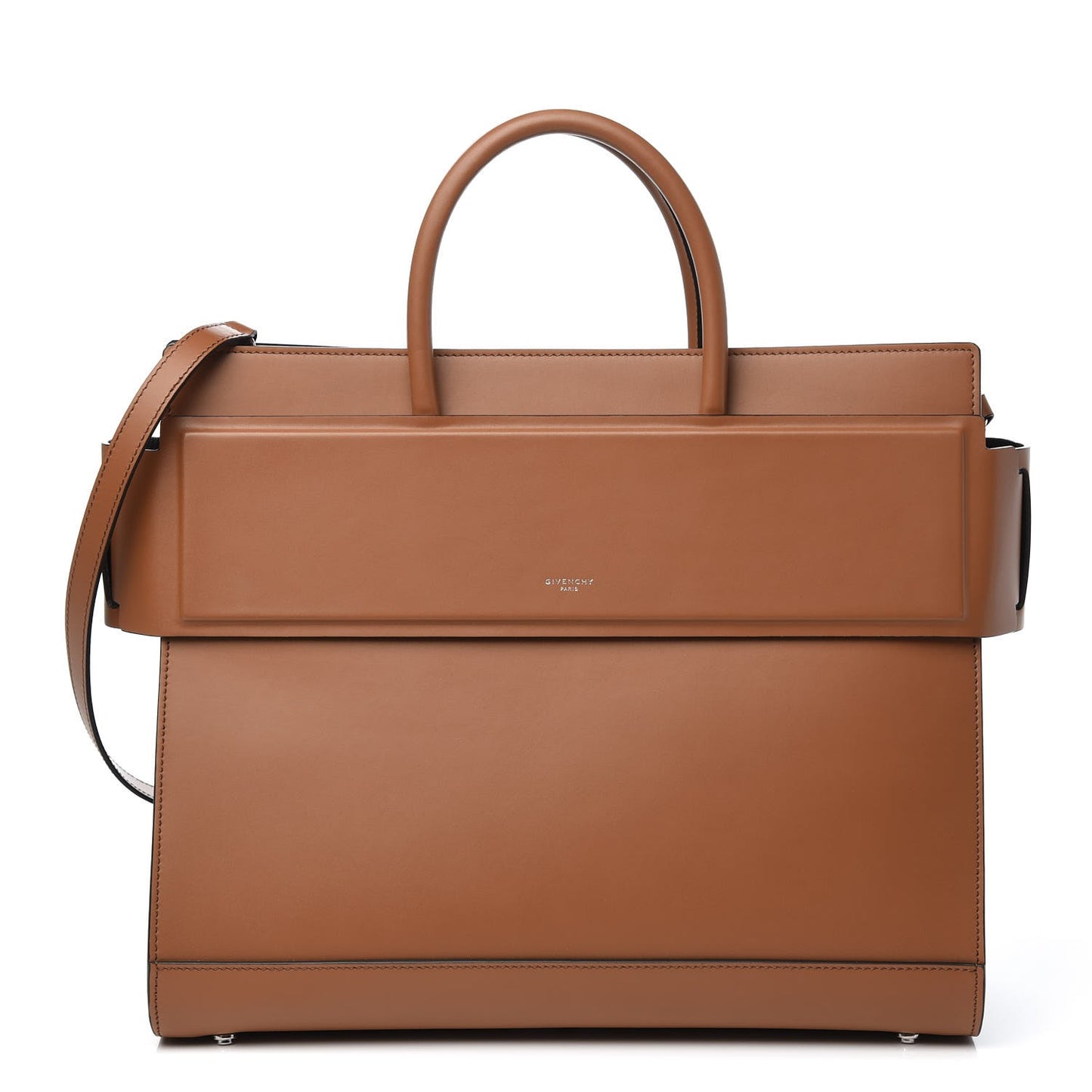 Smooth Calfskin Medium Horizon Satchel Caramel