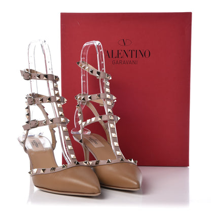 Valentino Garavani Calfskin Nappa Rockstud Ankle Strap 65mm Pumps 39.5 Alpaca Poudre 9 of 9