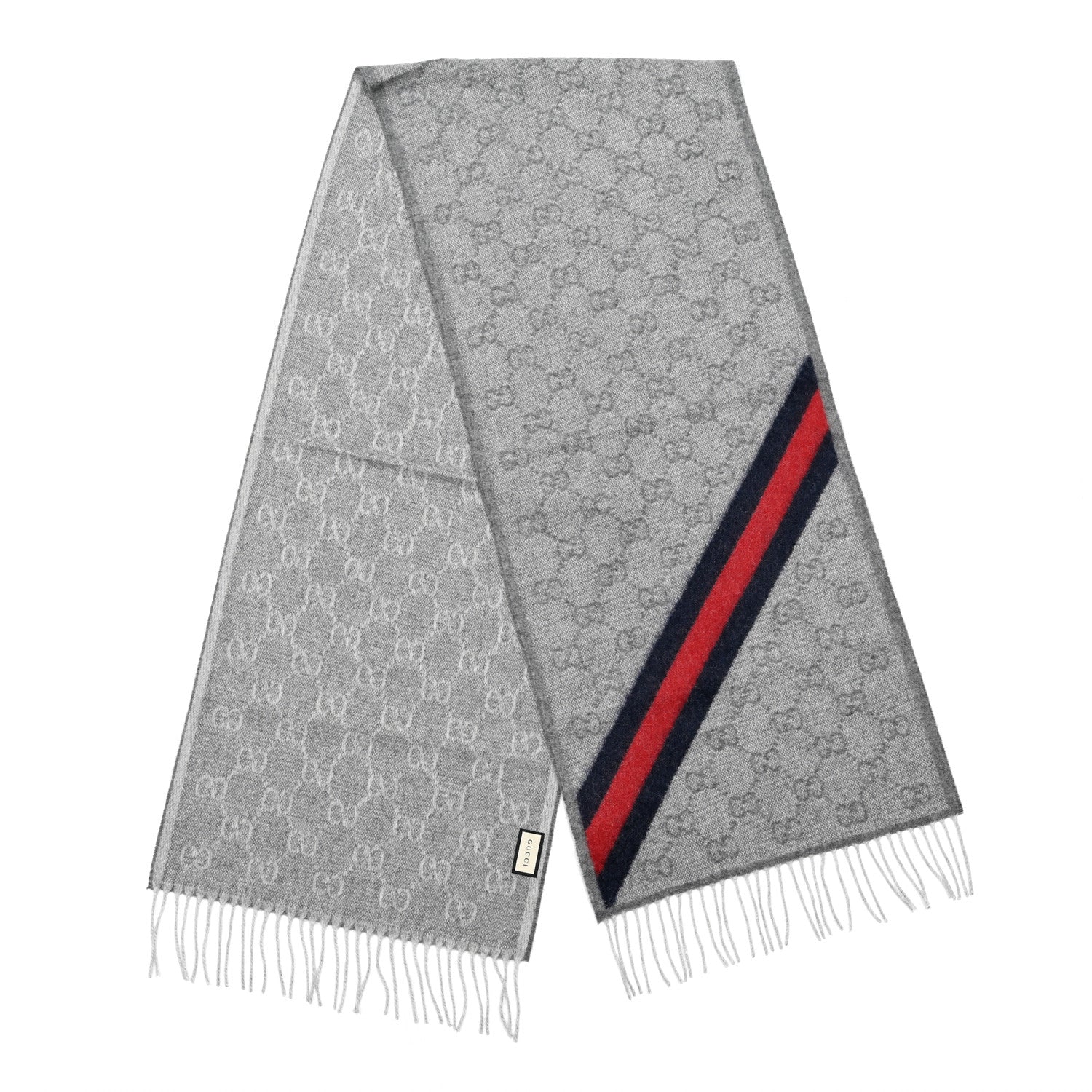 Gucci Wool Angora Monogram Web New Nikky Scarf Zinc Blue 2 of 4