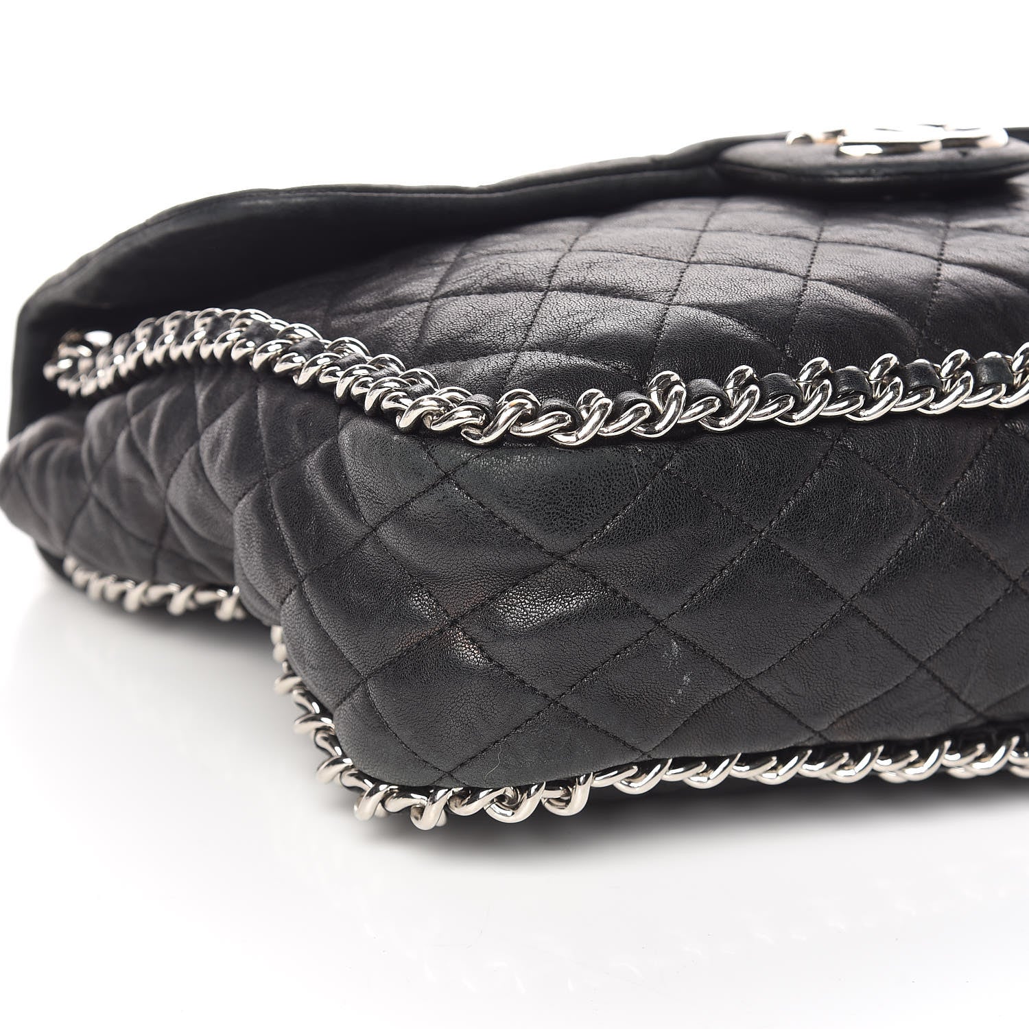 Chanel Washed Lambskin Quilted Maxi Chain Around Flap Black 11 of 14