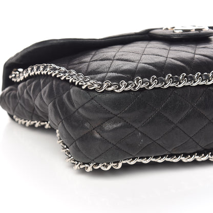 Chanel Washed Lambskin Quilted Maxi Chain Around Flap Black 11 of 14