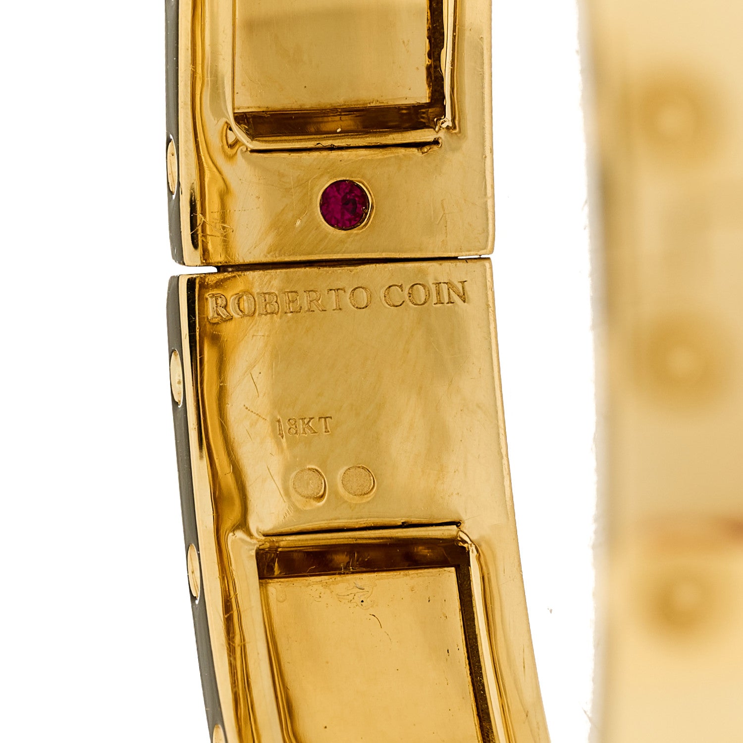 Roberto Coin 18K Yellow Gold Diamond Pois Moi 2 Row Bangle Bracelet 3 of 3