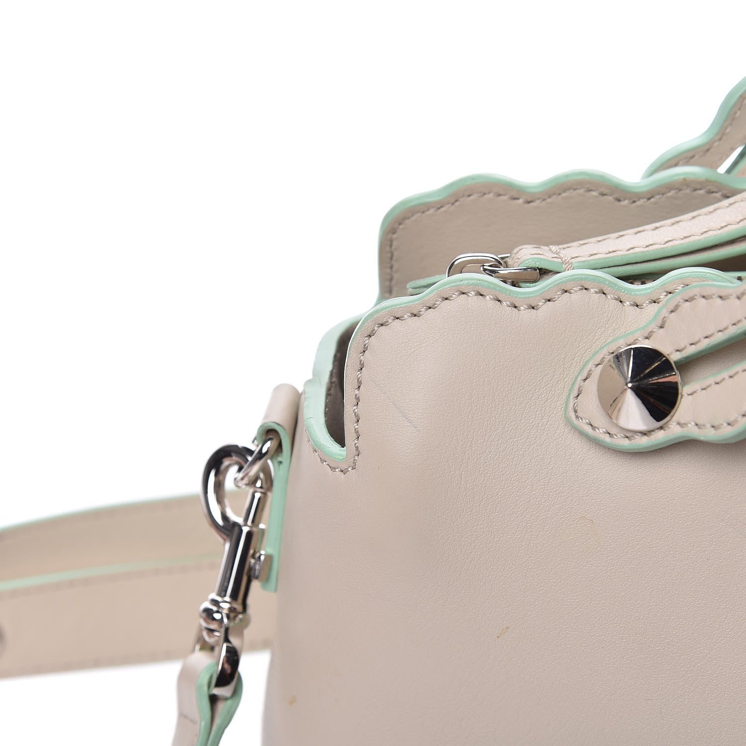 Fendi Vitello Dolce Scalloped Studded Medium By The Way Boston Bag Latte 14 of 18