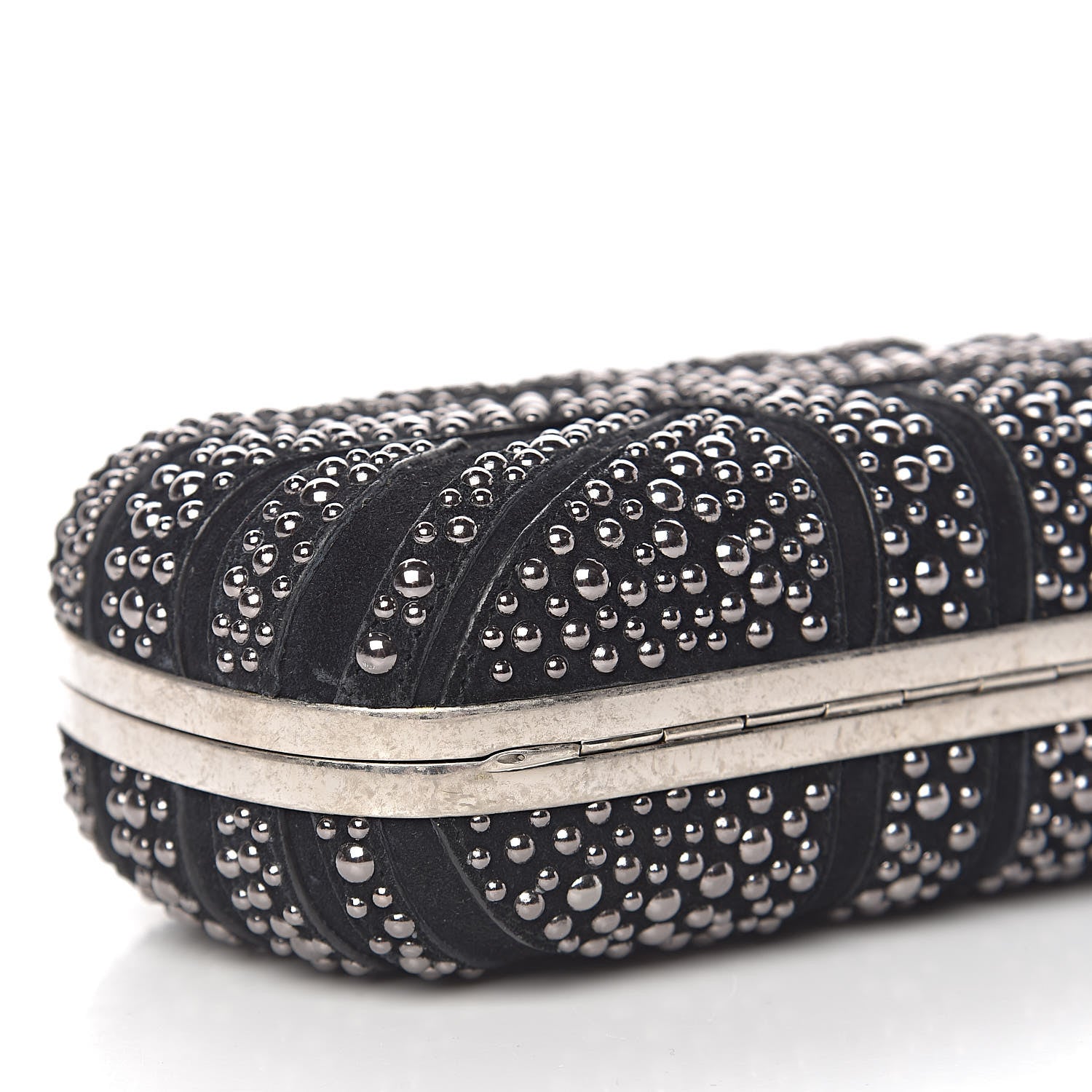Alexander McQueen Suede Studded Britannia Skull Box Clutch Black 8 of 10
