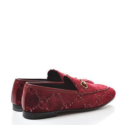 Gucci Velvet Malaga Kid GG Monogram Horsebit Womens Jordaan Loafers 36 Red Cipria Romantic Cerise 4 of 8