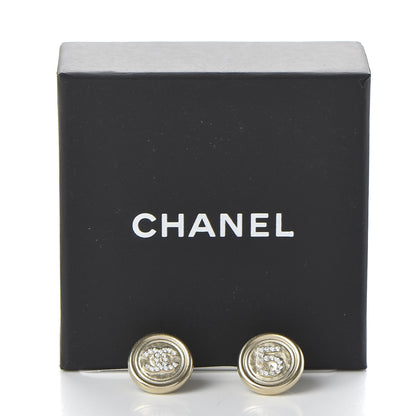 Chanel Crystal CC Round Earrings Light Gold 5 of 5