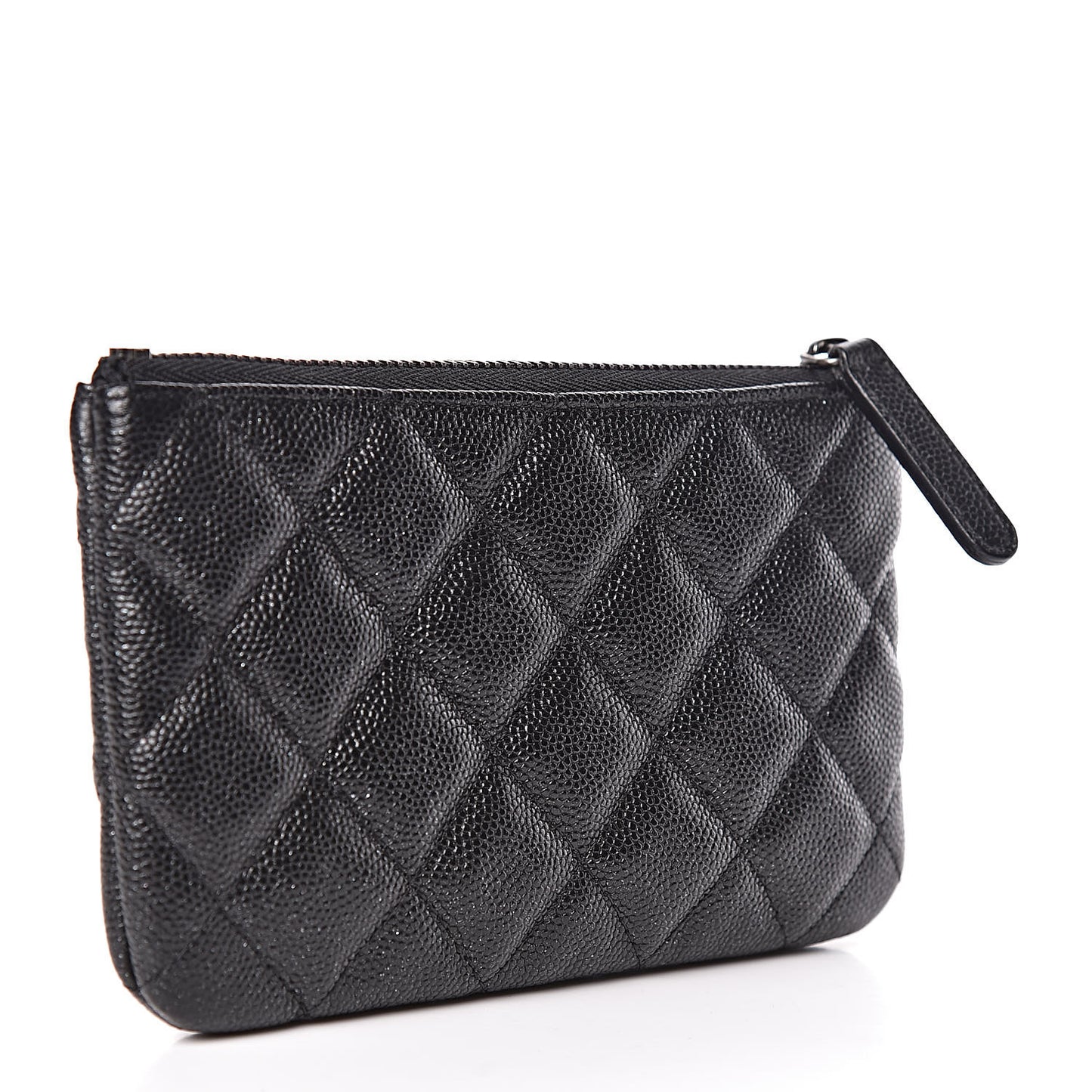 Iridescent Caviar Quilted Small Cosmetic Case Black