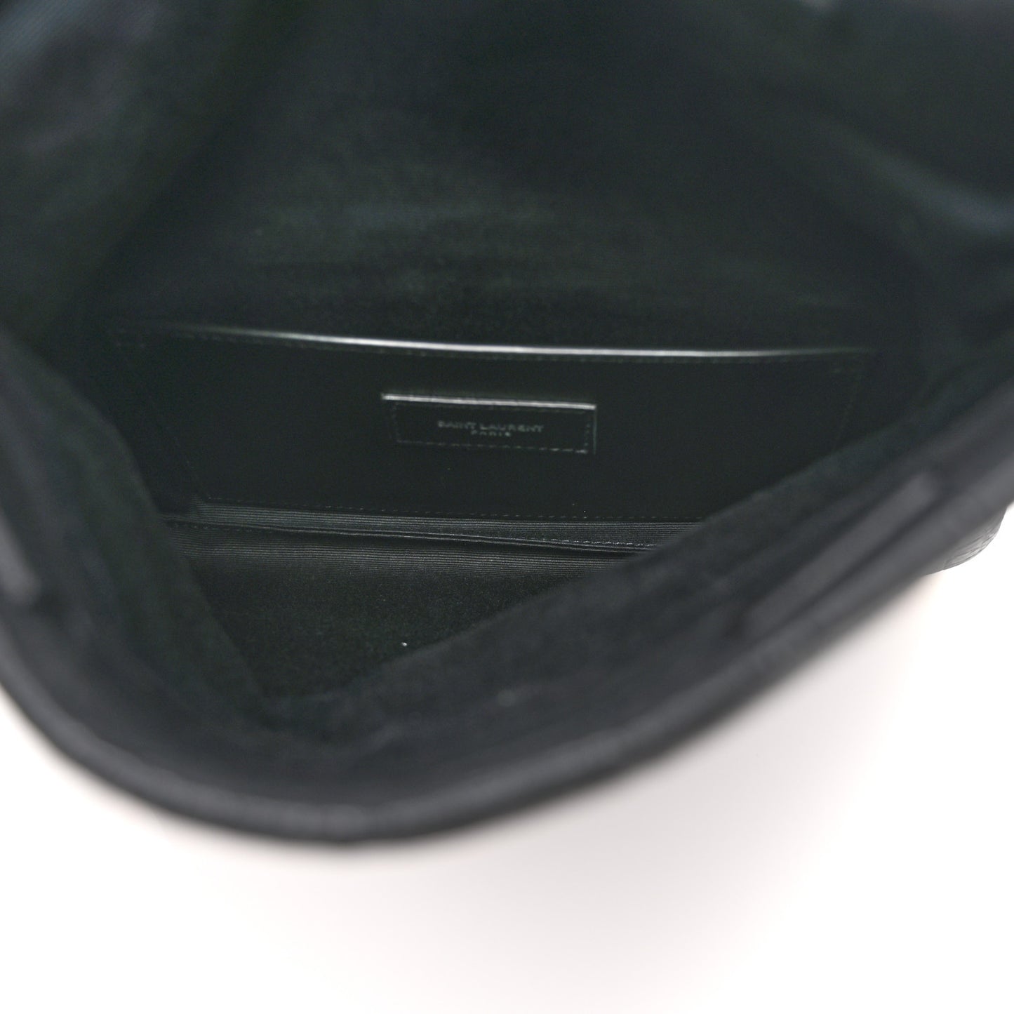 Calfskin Crocodile Embossed West Hollywood Monogram Fold Over Clutch Black